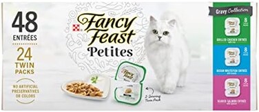 Purina Fancy Feast Purina Gourmet Wet Cat Food Variety Pack, Petites Gravy Collection, Break-apart tubs, 48 Servings - (242. 8 oz. Tubs.