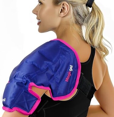 Magic Gel Shoulder Ice PackReusable, FlexibleLong Lasting for Rotator Cuff Injuries, Bursitis and SwellingHot or Cold Therapy Compression Wrap for Left or Right Shoulder.