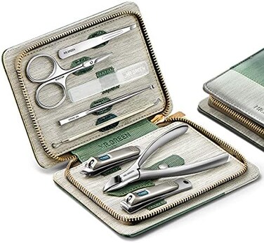 MR.GREEN MR. GREEN Manicure Sets Pedicure Kits Stainless Steel Nail Clipper Personal Care Tools with PU Leather Case (Green.