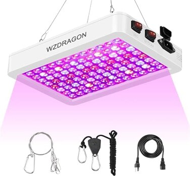 مصابيح النمو WZDRAGON 2024 الأحدث BW1000 LED ذات الرقائق المزدوجة كاملة الطيف لزراعة النباتات الداخلية والخضراوات والزهور [أبيض].