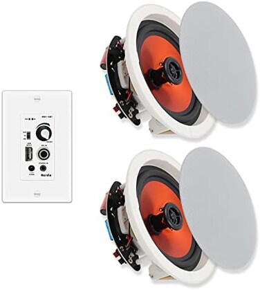 Herdio 6. 5 Inch Ceiling Speakers Bluetooth (Pairs320 Watt Flush Mount in Wall Amplifier Receiver Perfect for Indoor HomeCovered Outdoor Porch.