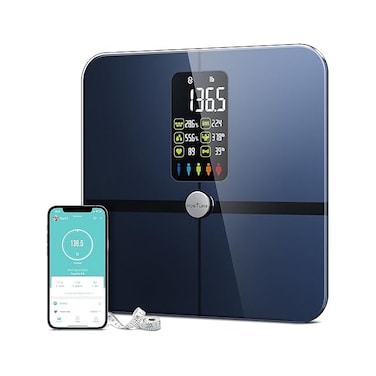 Posture Body Fat Scale, Extra Large Display Digital Bathroom Wireless Weight Scale Composition Analyzer with Heart Rate Heart IndexBody Shape Index with Free APP 400Lb Black.