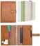 Wonderpool Binder Leather Travel Journal Set with Dot Grid Paper- Spiral Diary Refillable Notebook with Real Leather Inner Pockets for Man Woman (Brown, A5.