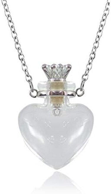 IVYRISE 1PC Clear Heart Vial Perfume Bottle Necklaces Stainless Steel Chain Make a Wish blood vial necklace Women Jewelry.