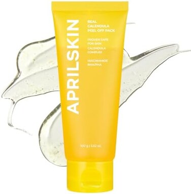 APRILSKIN Calendula Flower-Infused Facial Peel Off Mask, 3. 52 fl. oz, PHA, BHANiacinamide gently exfoliates, removes impurities, improves uneven skin tone, and minimizes pores, Korean Skincare.