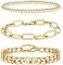 CONRAN KREMIX NA Gold Chain Bracelet Sets for Women GirlsBracelets Adjustable Layered Metal Link Bracelet Set Handmade Fashion Jewelry. Style-6.