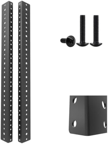 Jingchengmei 10U Steel Rack Rails Pair with Hardware- 2 Pieces (10U, Black.