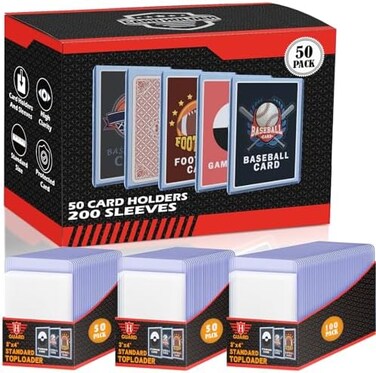Homthy 50 Count TopLoaders200 Soft Sleeves for Trading Cards, Protective Sleeves for Standard Cards, Baseball, Sports, MTG, Yugioh.