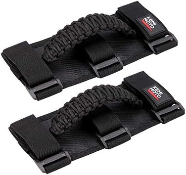 KEMIMOTO UTV Grab Handles, Handles Heavy Duty Nylon UTV Hand Grips Fit 1. 5-2 inches Roll Bar Compatible with Polaris RZR, Can Am X3, Kawasaki Mule Teryx, Talon, Wildcat, CFMoto Zforce, 2 PCS Black.