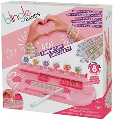 Blingle Bands DIY Gem Friendship Bracelet, 8 Band Deluxe Studio - ArtsCraft Activity for Ages 7 and Up.