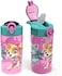 Zak Designs Kids Durable Plastic Spout Cover and Built-in Carrying Loop, Leak-Proof Water Design for Travel, (16oz, 2pc Set, Paw Patrol Skye Bottle 2pk.