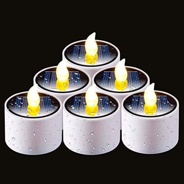 Homemory Solar Candles Outdoor Waterproof, Dusk to Dawn Outdoor Lighting, Reusable LED Tea Light Candles for Lantern Garden Camping and Home Decor, 2. 3'x2', Pack of 6.