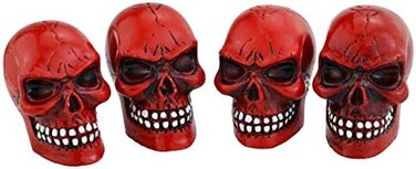 Abfer Skull Tire Wheel Air Cap Valve Stem Covers Car Decorative Accessories Fit Most Vehicle Truck Motorcycles Bikes, Red.