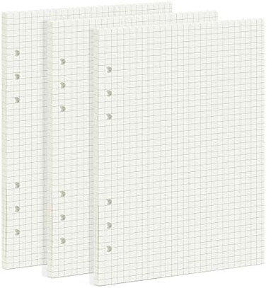 K-Musculo 135 Sheets Planner Refill Paper 5mm Squared Inserts Paper A5 6 Holes Binder Grid Notepaper for Filofax Bullet Journals Diary (8. 26x5. 59 Inch.