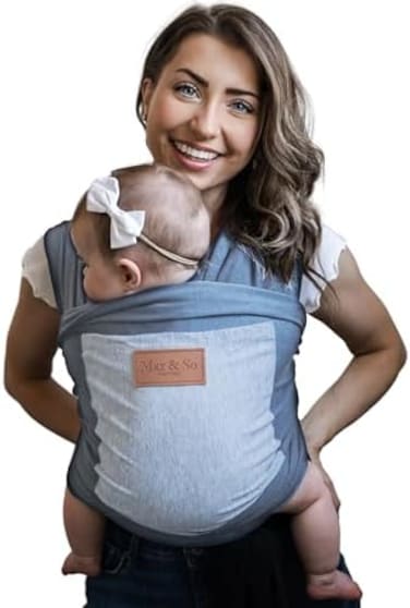 Max&amp;So MaxSo Baby Wrap Carrier - Premium Cotton Sling for Newborns to Toddlers - Hands-Free, Soothing Wrap with Front Pocket for Essentials - One Size Fits All -.