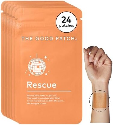 The Good Patch Rescue After Party Patch, Natural Patch with DHM, Vitamin B1, Green Tea, Plant Powered Wearable Wellness, Bounce Back After a Night Out (24 Total Patches.