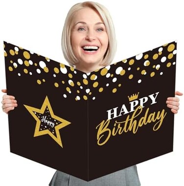 Party Greeting Jumbo Birthday Card Giant Guest Book Happy Birthday Party Decorations Supplies Gifts for Office Women Men Co-Worker -Large 11 x 14 inches.