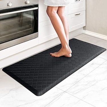 HappyTrends Kitchen Mat Cushioned Anti-Fatigue Kitchen Rug,17. 3"x39",Thick Waterproof Non-Slip Kitchen Mats and Rugs Heavy Duty Ergonomic Comfort Rug for Kitchen,Floor,Office,Sink,Laundry,Black.