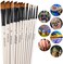 GETHPEN Angular Paint Brushes Nylon Hair Angled Watercolor Pait Brush Set for Acrylics Watercolors Gouache Inks Oil and Tempera(12pcs Pearl White Angled Paintbrush Set.
