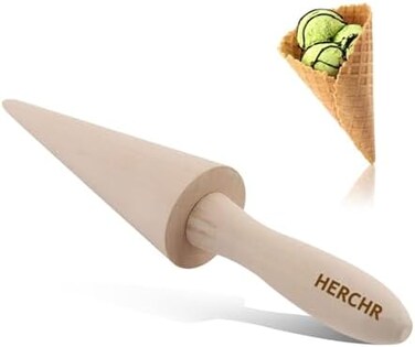 HERCHR Wood Cone Roller Pizzelle Roller Krumkake Ice Cream Cone Roller Mold Natural Waffle Cone Roller Wooden Mini Waffle Cones Pastry Decorating Baking Pastry Tool Cone Mold Pizzelle Makers Pastry Ro