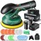 BATOCA Car Polisher - Cordless, Variable Speed, Random Orbital Polisher Kit with Green Polishing Bonnets, Detachable Handle, Discs, Foam Pads, Hex Wrench, User Manual.
