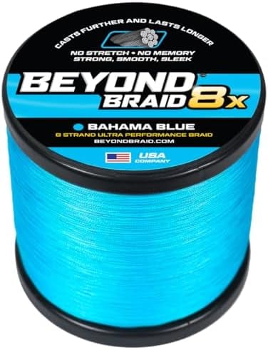 خيط صيد مضفر من Beyond Braid - قوي للغاية - مقاوم للتآكل - لا يتمدد - أزرق مموه، طحلب مموه، أبيض، أخضر، وردي، أزرق، 4 خيوط 8 خيوط.
