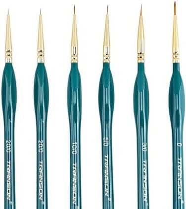 Transon Detail Thin Paint Brush Set 6pcs for Model Minature Craft and Art Painting Green.
