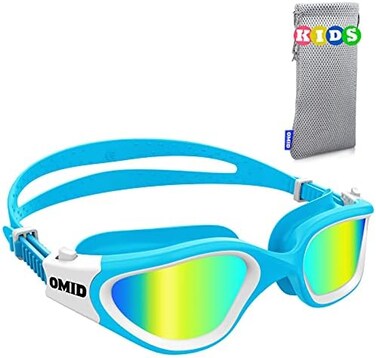 OMID Kids Swim Goggles, Comfortable Polarized Anti-Fog Swimming Goggles Age 6-14 One Size.