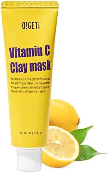 O!GETi Color Changing Vitamin C Clay Face MaskFacial Mask for ExfoliateCleanse Pores, Blackheads, Vitalizing Skin Care for MenWomen, 2. 82 Oz (80g.