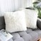 Uhomy 2 Packs Fall Winter Home Decorative White Fluffy Plush Pillow Cover 20"x20", Luxury White Faux Fur Throw Pillow Case Square Cushion Pillow Cover for Sofa Bed,Zippered True White 50x50 cm.