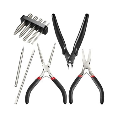 Honoson 10-Piece Metal DIY Model Tool Set: Edge, Tab, Cylinder, Cone, Nozzle, Flat Nose, Needle Nose Pliers for 3D Metal Jigsaw Puzzles Assembly.