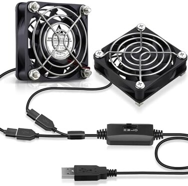 GDSTIME 2-Pack 60mm x 15mm USB Fan with 3 Speed Control, 5V Brushless DC Cooling Fans for PC Computer Case Cooler Raspberry Pi Radiator Ventilation.