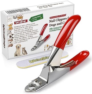 WeinaBingo Dog Cat Nail Clippers, Professional Pet Claw Trimmer, Dog Toes Cutter Grooming Tools with Nail File, Sharp Stainless Steel Blade, Ergonomic Handle for Small Medium Big Breeds Animals Pets.