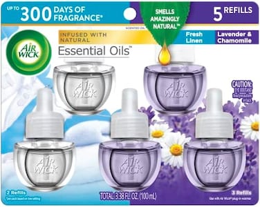 Air Wick Plug in Scented Oil Refill, 5 ct, Fresh Linen and Lavender, Air Freshener, Essential Oils.
