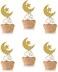SWYOUN 48PCS Glitter Moon and Star Eid Mubarak Cupcake Topper Ramadan Kareem Party Supplies Islamic Muslim Party Decorations.