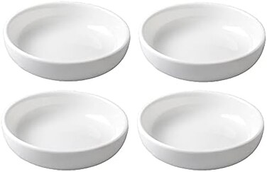 Mozacona 4pcs White Ceramic Seasoning Dishes Dipping Bowls Appetizer Plates,3. 8 inch.