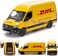 كينسمارت - شاحنة نقل البضائع مرسيدس بنز سبرينتر إصدار DHL، نموذج لعبة شاحنة معدنية مصبوبة بمقياس 1:48 O، تعمل بسحب للخلف.