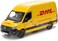 كينسمارت - شاحنة نقل البضائع مرسيدس بنز سبرينتر إصدار DHL، نموذج لعبة شاحنة معدنية مصبوبة بمقياس 1:48 O، تعمل بسحب للخلف.