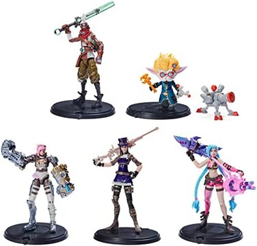 مجموعة League of Legends، Dual Cities Pack مع شخصيات Jinx و Heimerdinger و Vi و Caitlyn و Ekko الحصرية، بحجم 4 بوصات، مع ملحقات، للأعمار من 12 عامًا فما فوق.