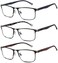 Lcbestbro 3 Pack Blue light Blocking Reading Glasses for Men, Stylish Metal Frame Readers.
