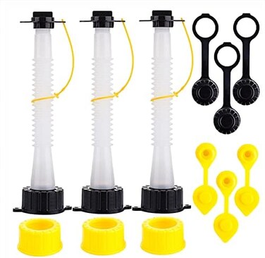 Nother Gas Can Spout Replacement Improved Design Flexible Pour Nozzle Kit with Gasket Stopper Vent Cap Collar Caps for Old Style Water Gas Container Jug Pack of 3.