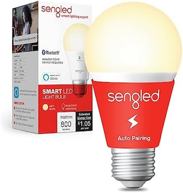 Sengled Alexa Light Bulb, S1 Auto Pairing with Alexa Devices, Warm Smart Light Bulbs, Bluetooth Mesh Smart Home Lighting, E26 60W Equivalent, 800LM, 1-Pack.