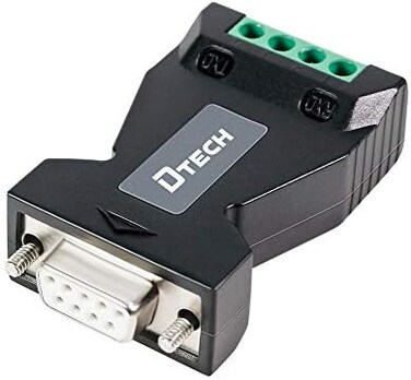 DTECH RS232 to RS485 Converter Serial Adapter with 4 Position Terminal Block for Long Haul Data Communication Supports 600W Anti-Surge.