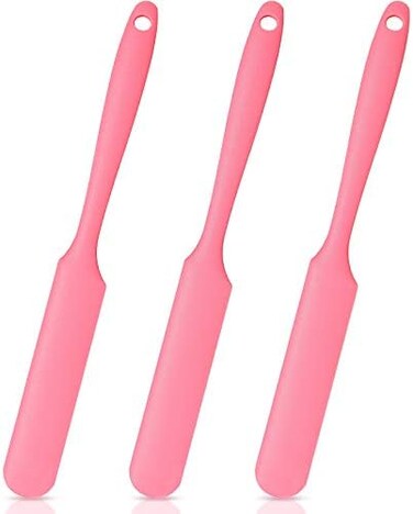 Mudder 3 Pcs Non-stick Silicone Waxing Spatulas Hair Removal Sticks Applicator Reusable Hard Wax Scraper for Home Salon Body Use (Pink.