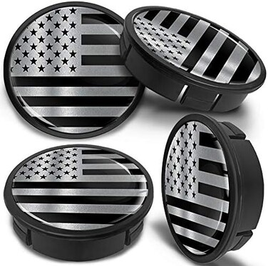 SkinoEu 4 x 60mm ABS Car Alloy Wheel Centre Universal Rims Hub Center Caps Auto Tuning Logo Emblem Silver Black USA Flag CX 16.