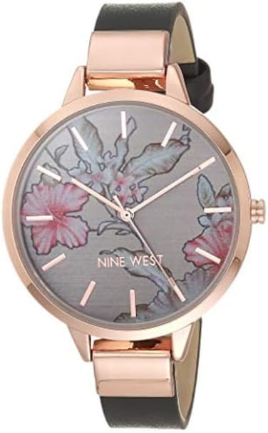 Nine West Women's Floral Dial Strap Watch.