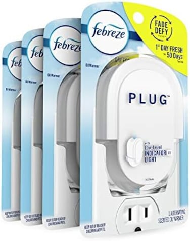 Febreze Plug In Air Freshener Fade Defy Plugs, Scented Oil Warmer- Pack of 4.