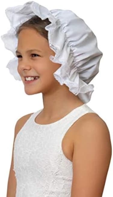 Skeleteen White Mob Cap Accessory - Grandma Night Bonnet Colonial Costume Nightcap Mop Hat Accessories for Maid Girls and Women.