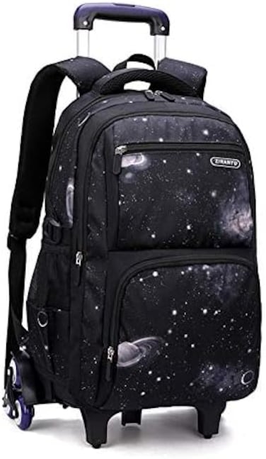 حقيبة ظهر بعجلات للأطفال من VIDOSCLA Elementary Galaxcy Teens، حقيبة سفر بعجلات للأولاد، حقيبة كتب مدرسية بست عجلات.