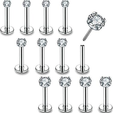 PunkTracker 16G Gewindelos Lippen Ringe Tragus Ohrringe Chirurgenstahl Helix Conch Knorpel Ohrringe Monroe Piercing Schmuck fr Damen Herren Labret Ohrstecker.